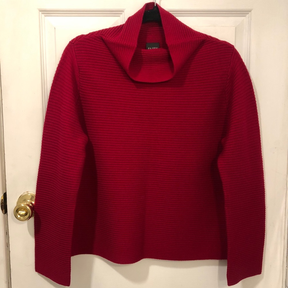 Eileen Fisher Merino Wool Ribbed Turtleneck Sweater, Small